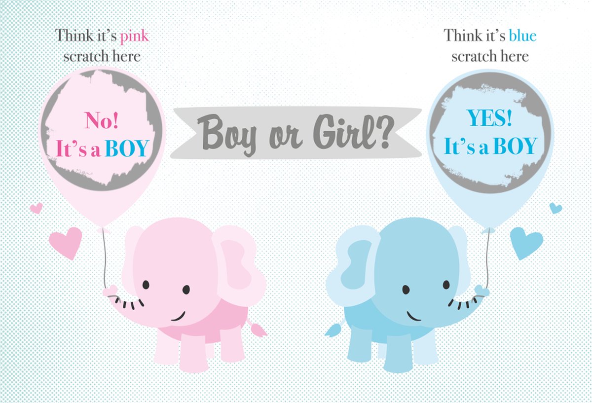 Gender Reveal Kraskaarten - 10 stuks JONGEN - Olifantjes | Babyshower | Geslachtsonthulling | Jongen of Meisje | Scratch off